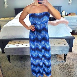 Blue maxi skirt / maxi strapless dress